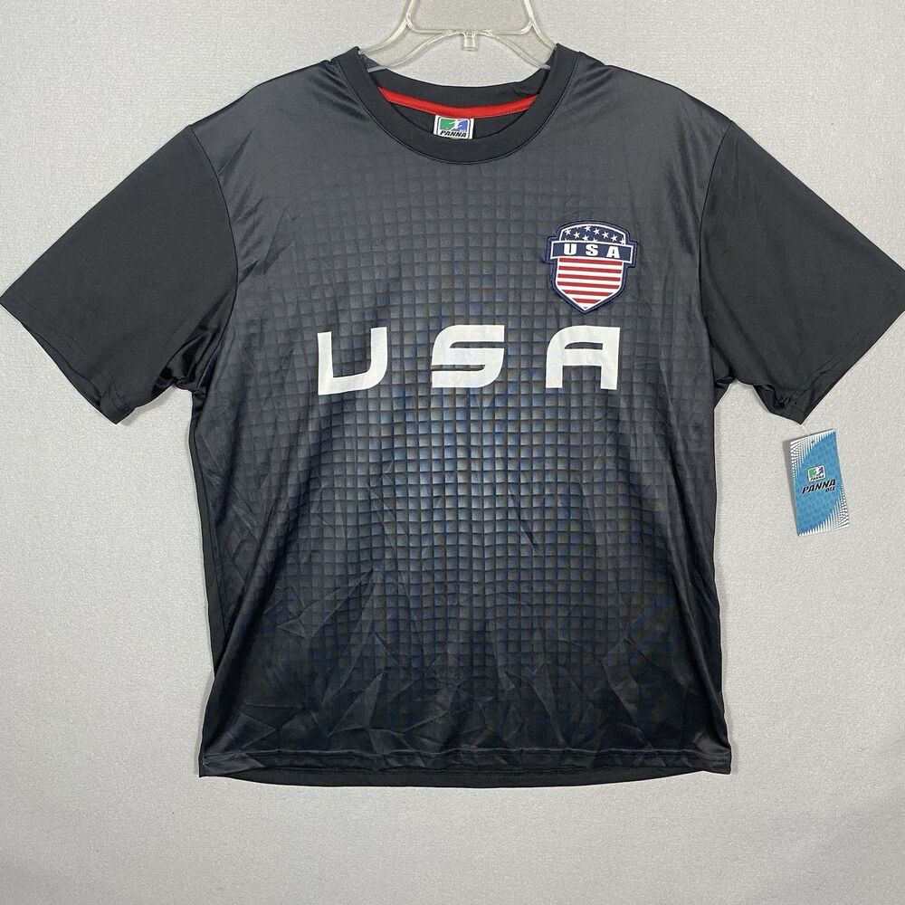 Pannaâ Ole Men's USA Soccer Black Short Sleeve Athletic Shirt T-shirt Size M NWT